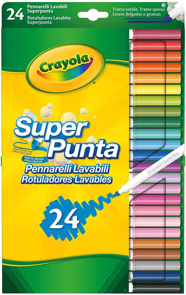 24 ROTULADORES SUPER PUNTA LAVABLES