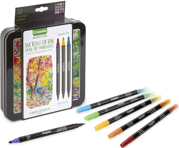 CRAYOLA SIGNATURE - 16 ROTULADORES DOBLE PUNTA PARA BOCETOS Y DETALLES