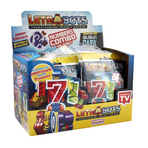 DISPLAY 10 LETRABOTS NUMBERS COMBO GLOW IN THE DARK