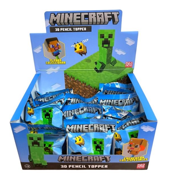 DISPLAY 16 SOBRES MINECRAFT 3D PENCIL TOPPER