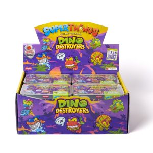 DISPLAY 8 LATAS TIN DINO DESTROYERS S.12 SUPERTHINGS MUTANT BATTLE