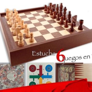 SEIS JUEGOS EN UNO: PARCHIS, OCA, AJEDREZ, ESCALERA, DAMAS y BACKGAMON
